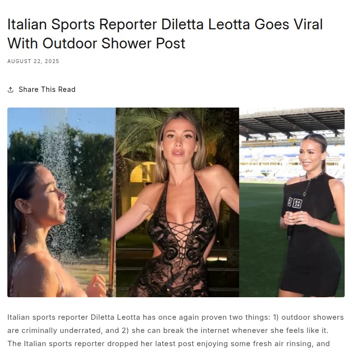 Diletta Leotta’s Viral Outdoor Shower Moment