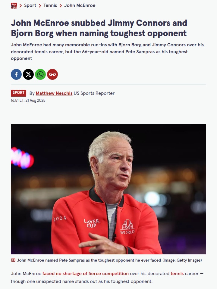 McEnroe Says Pistol Pete Was His Real Kryptonite
