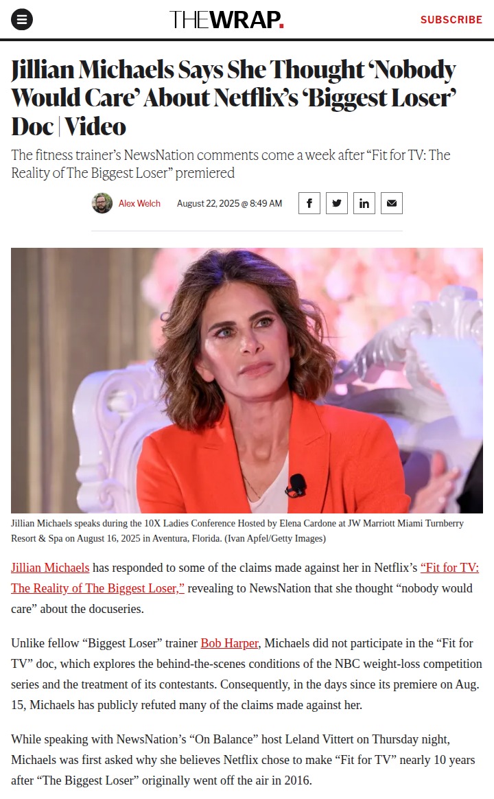 Jillian Michaels Drama 🍿: Docuseries Backlash