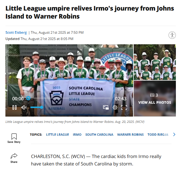Irmo’s Little League run has Charleston buzzing