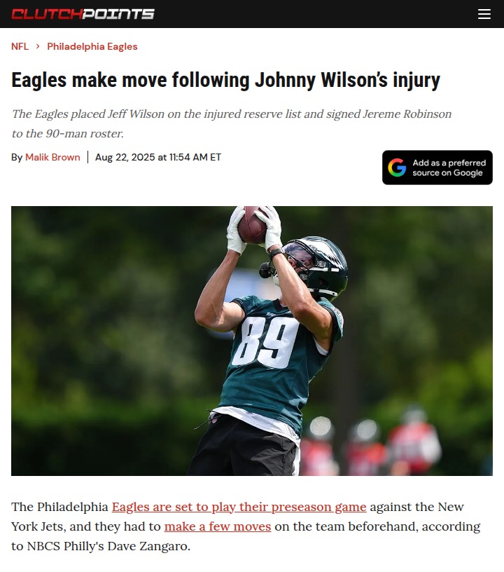 Eagles shake up roster after tough injury