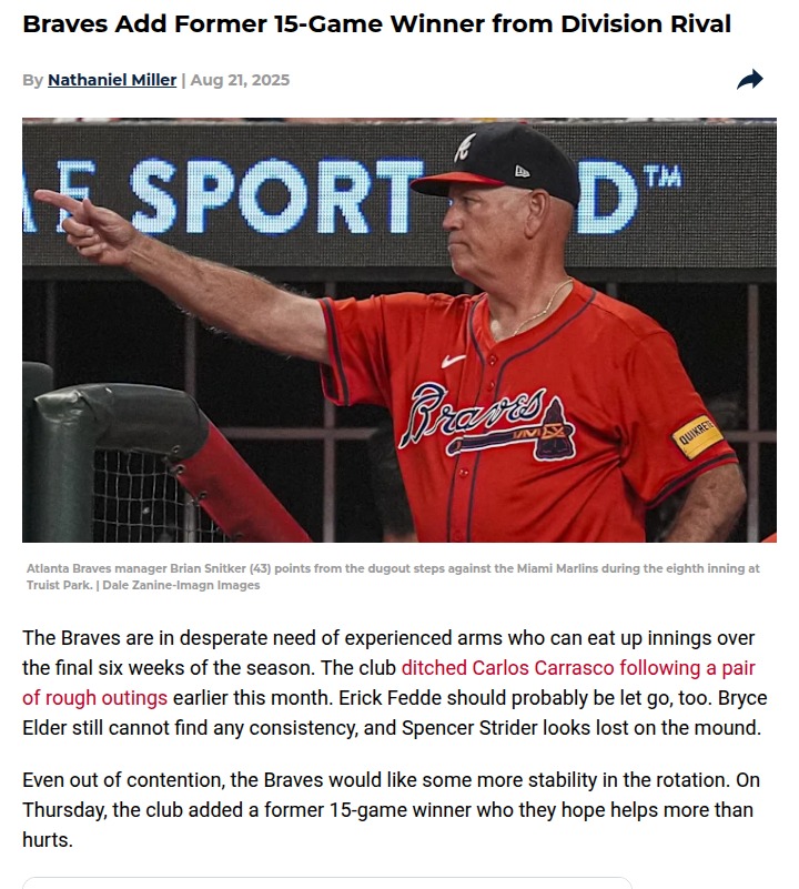Braves take a chance on Cal Quantrill