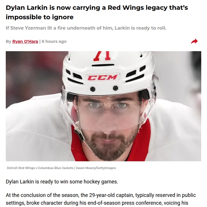 Larkin’s bold stand could spark a Red Wings revival