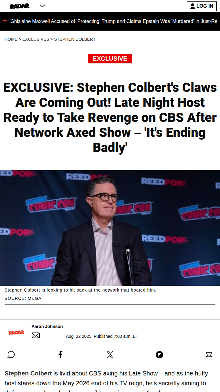 Colbert Plotting CBS Payback? 😲