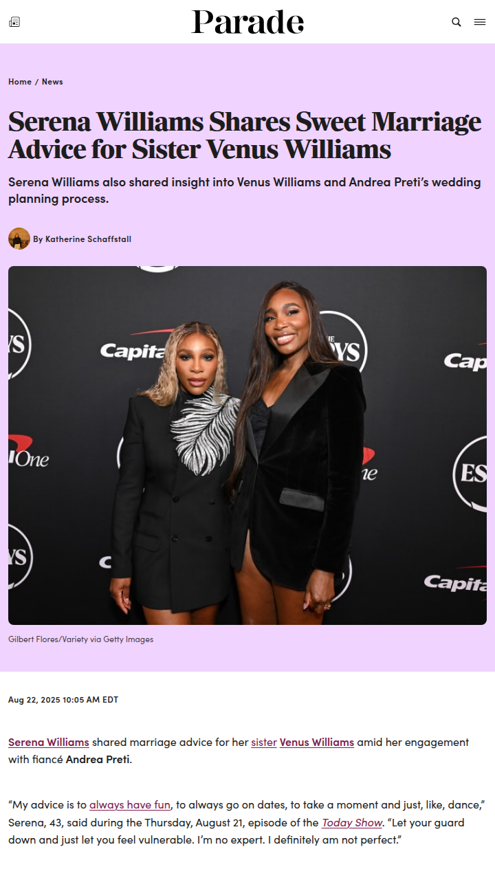 Serena’s Real Talk for Venus’ Big Day