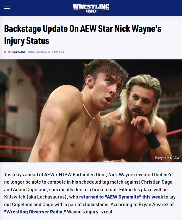 Nick Wayne’s Broken Foot Shakes Up Forbidden Door