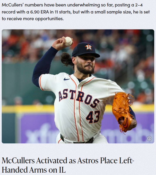 Astros’ pitching woes deepen as McCullers returns