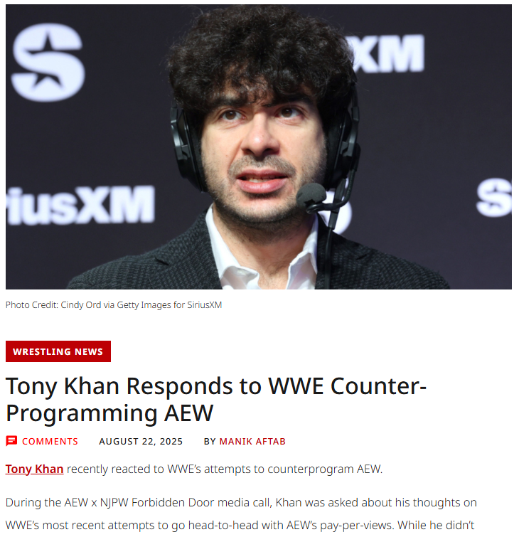 Tony Khan Fires Back at WWE’s Head-to-Head Moves