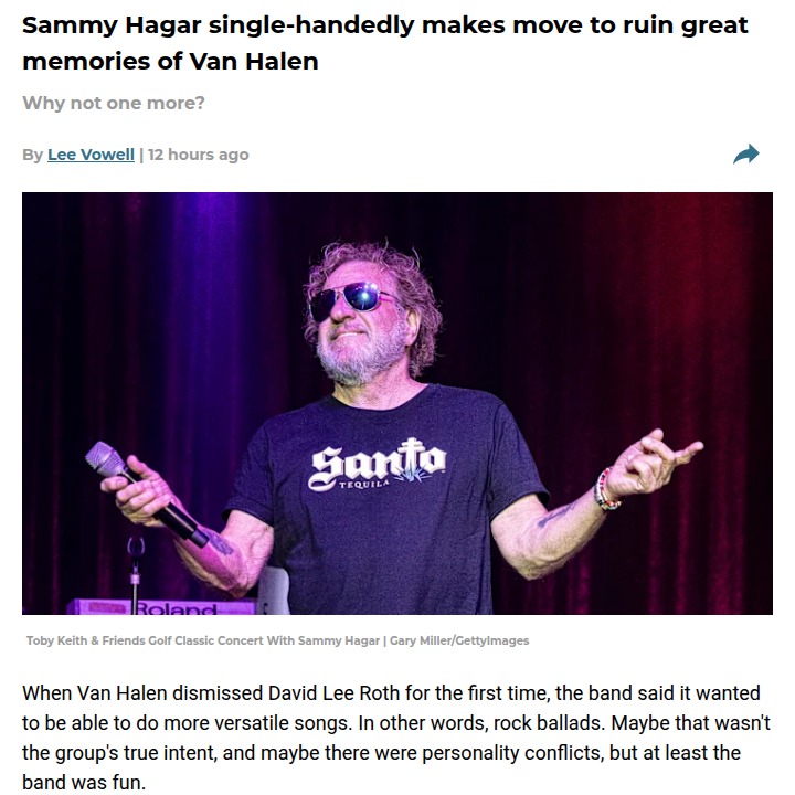 Sammy Hagar’s Vegas Album Sparks VH Debate 🎸