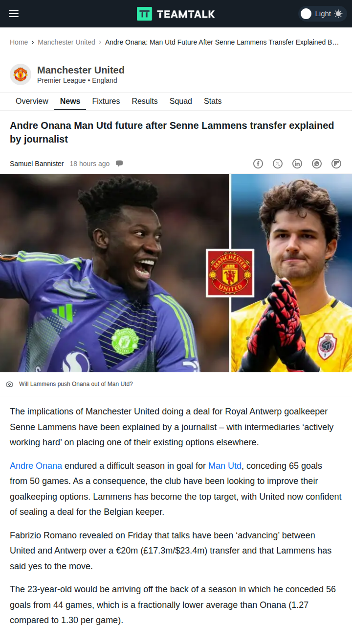 Red Devils’ GK Shake-Up: Lammens to Challenge Onana?