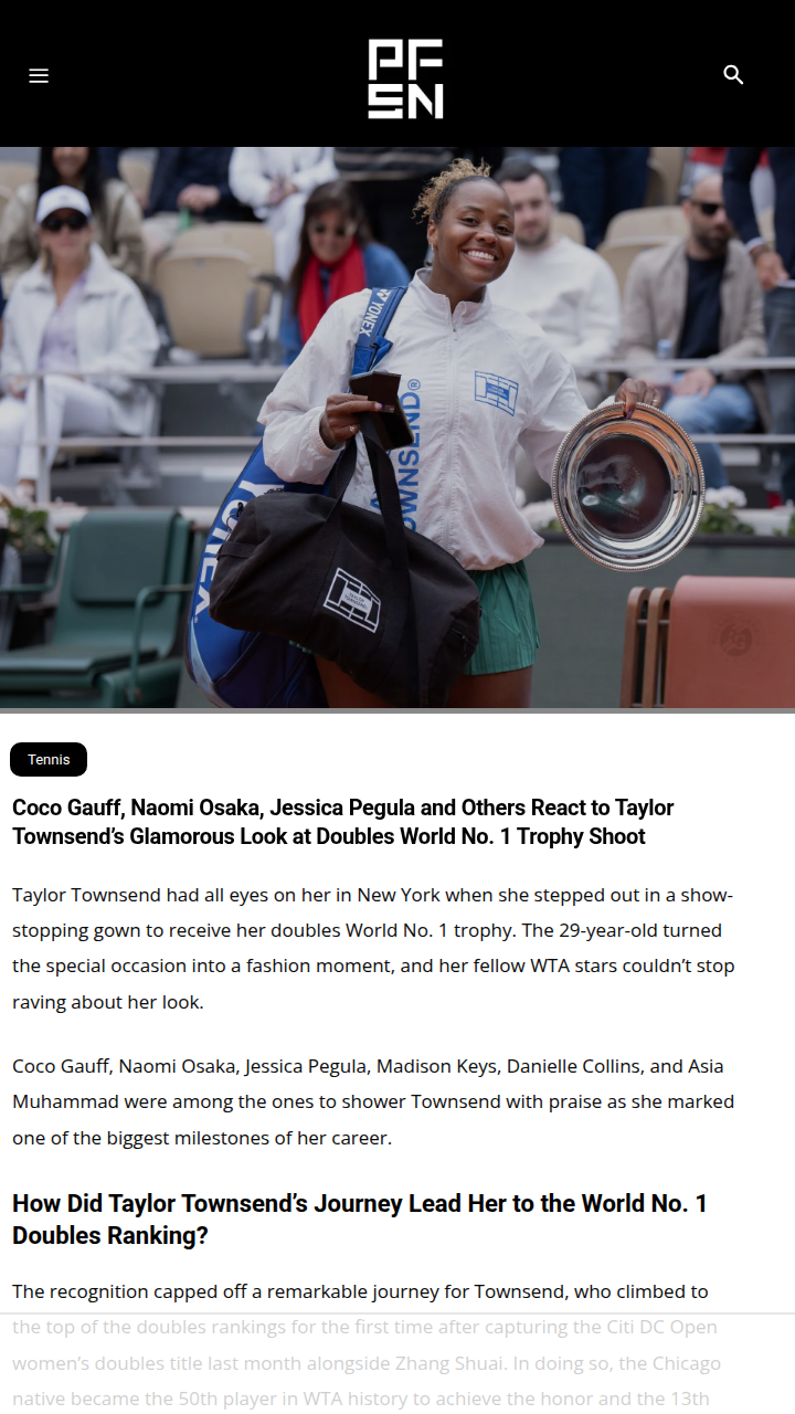 Taylor Townsend’s No.1 Moment: Style & History