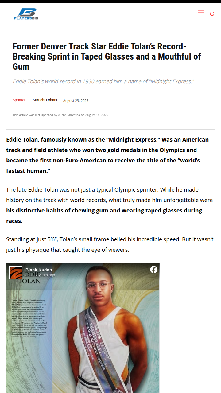 How Eddie Tolan’s quirks changed sprinting forever