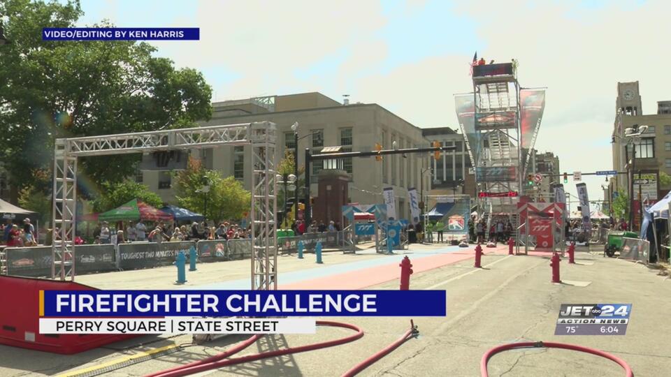 Firefighters race through Erie’s wild obstacle course