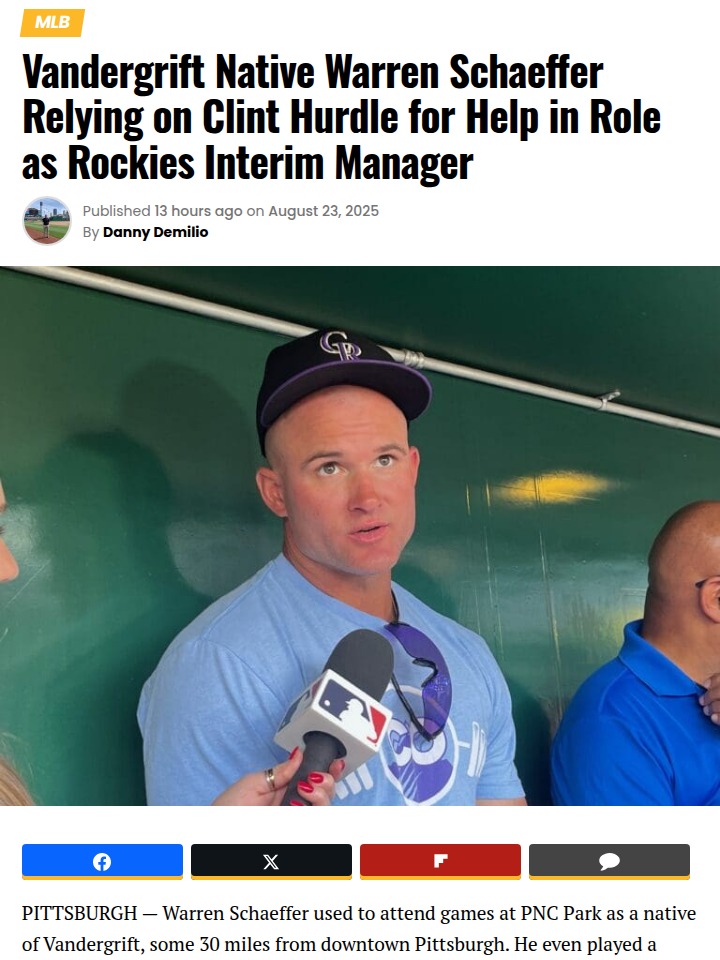Vandergrift’s own leads Rockies with hometown pride