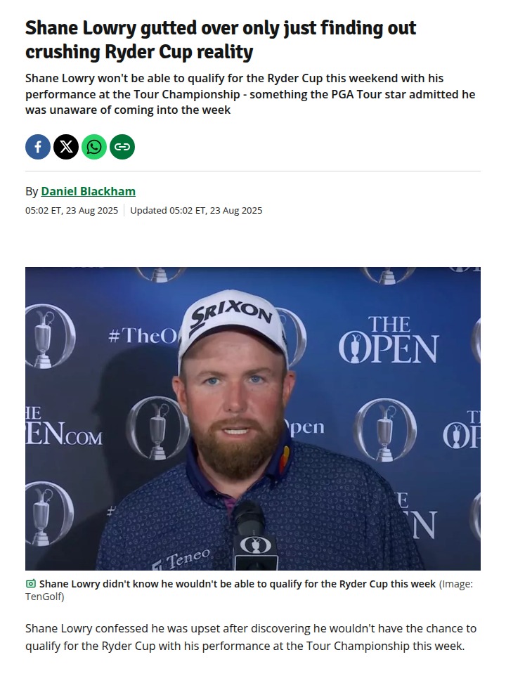 Lowry’s Ryder Cup Shock: Points Missed at East Lake