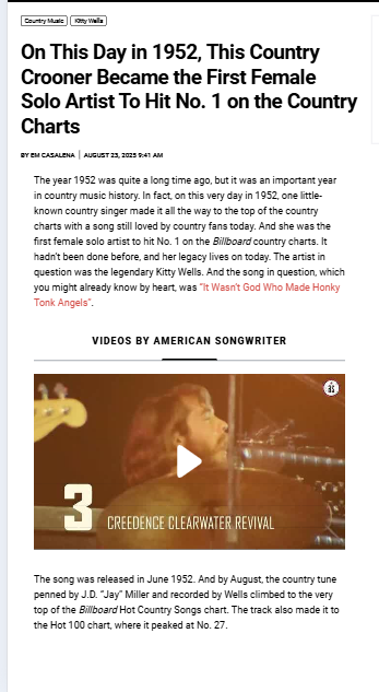Kitty Wells’ 1952 No.1 Shock! 🎤