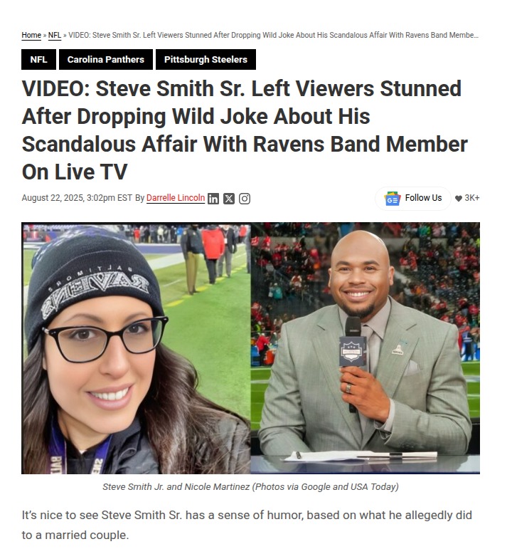 Steve Smith Sr. Drops Shocking On-Air Joke 😳