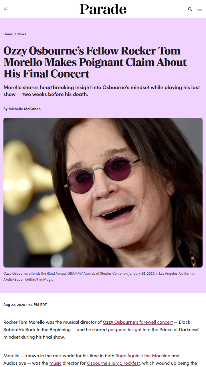 Tom Morello Drops Bombshell on Ozzy’s Last Night 🎸