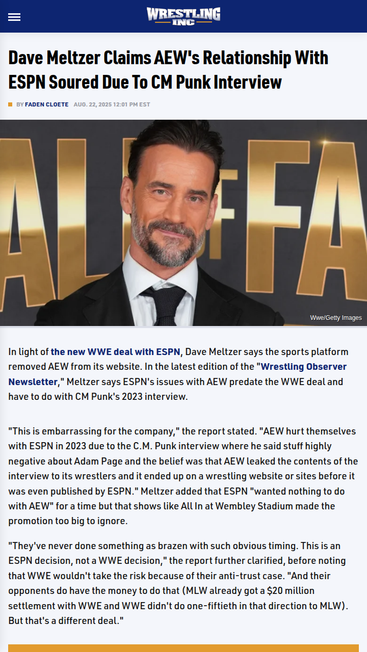 Did CM Punk’s ESPN Interview Doom AEW?