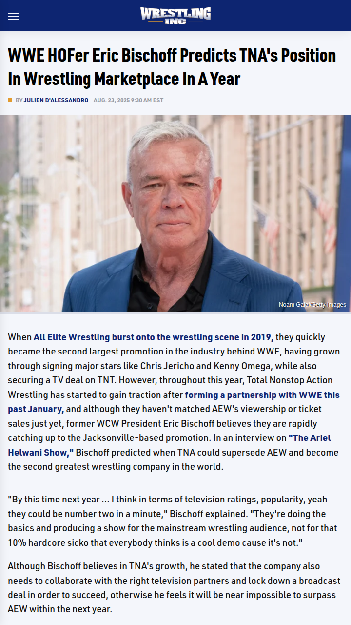 Could TNA Leapfrog AEW Next Year? Bischoff Thinks So