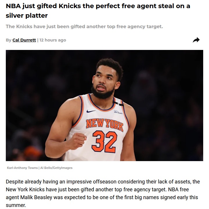 Knicks could land Malik Beasley for a steal