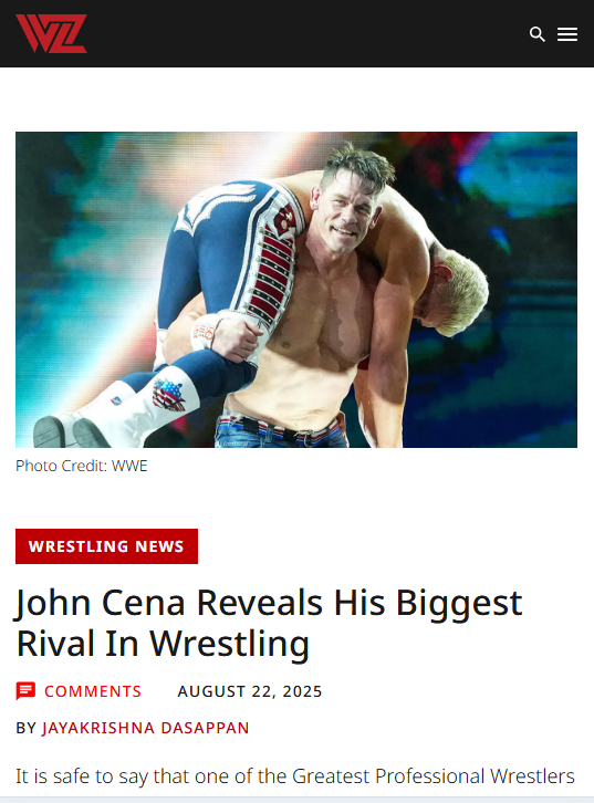 Cena Names His Toughest Opponent Ever!