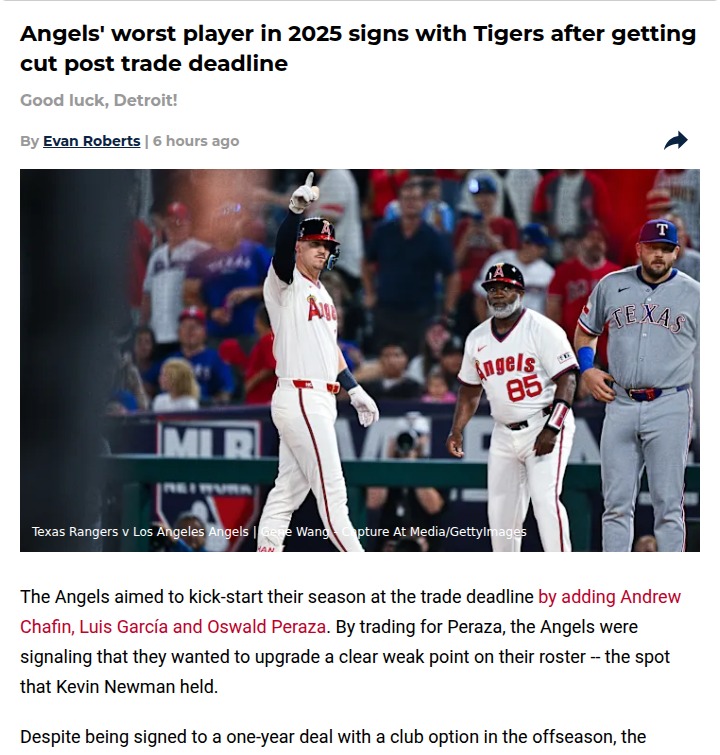 Newman’s Angels Exit: From Benchwarmer to Tiger?