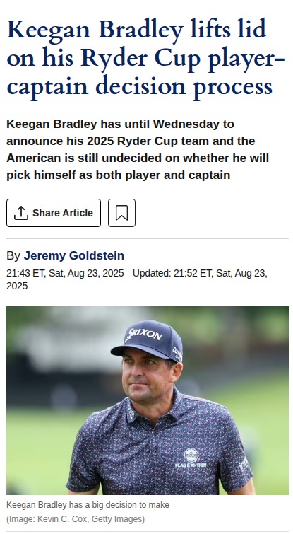 Keegan’s Ryder Cup Dilemma: Will He Pick Himself?