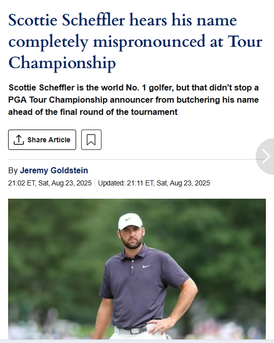 Scheffler’s Name Butchered at Tour Finale!