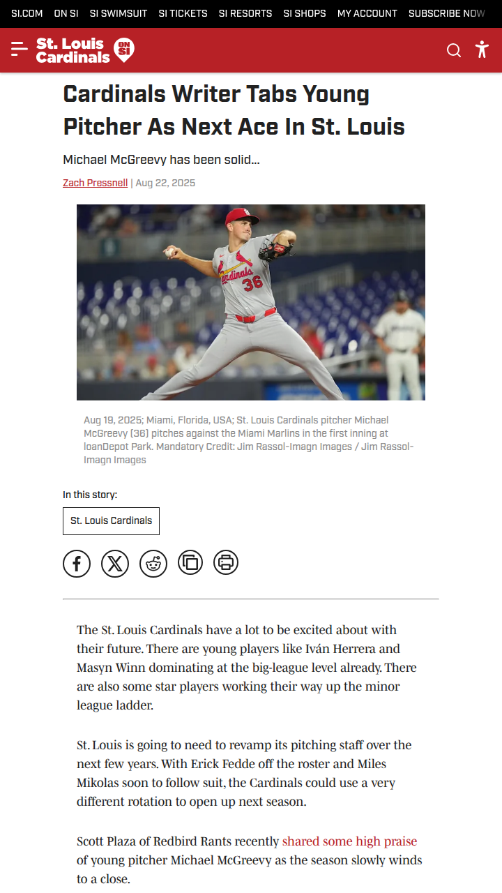 Michael McGreevy’s rise shakes up Cardinals rotation