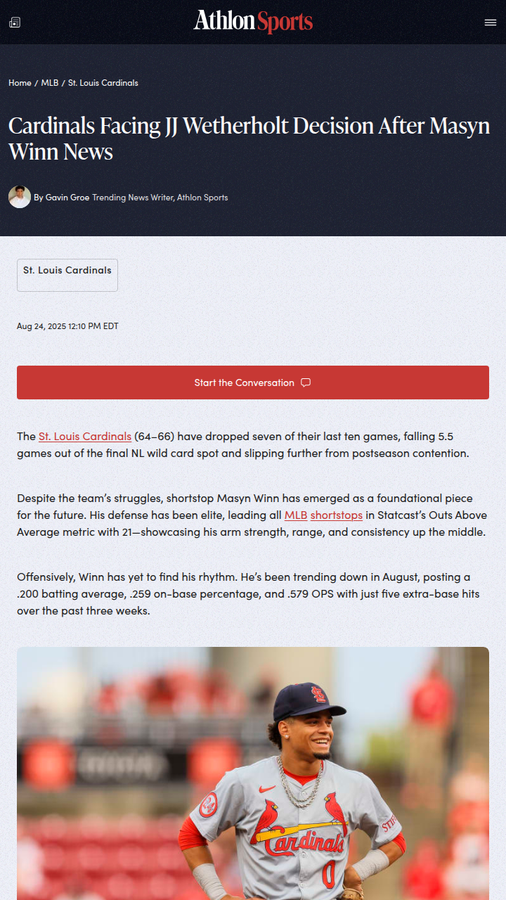 Cardinals’ tough call: Shut down Winn or call up Wetherholt?
