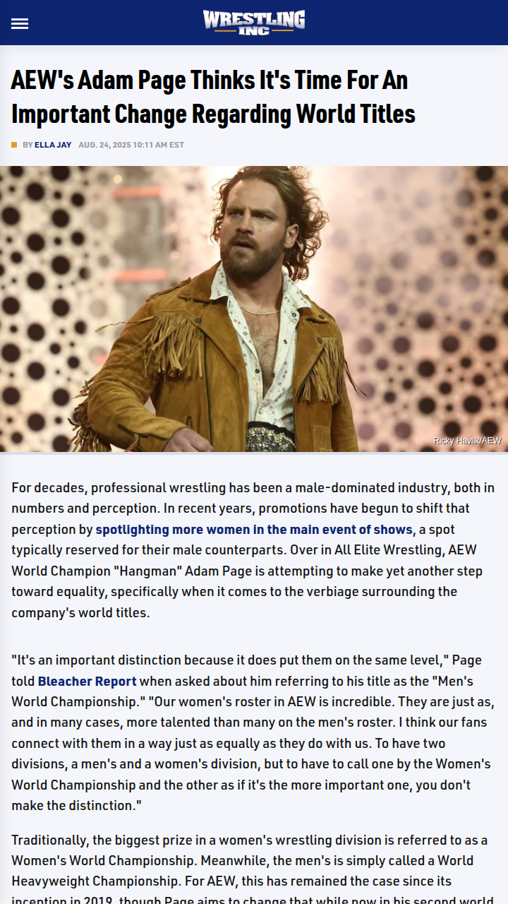 Hangman Page Calls for Equal Title Names in AEW