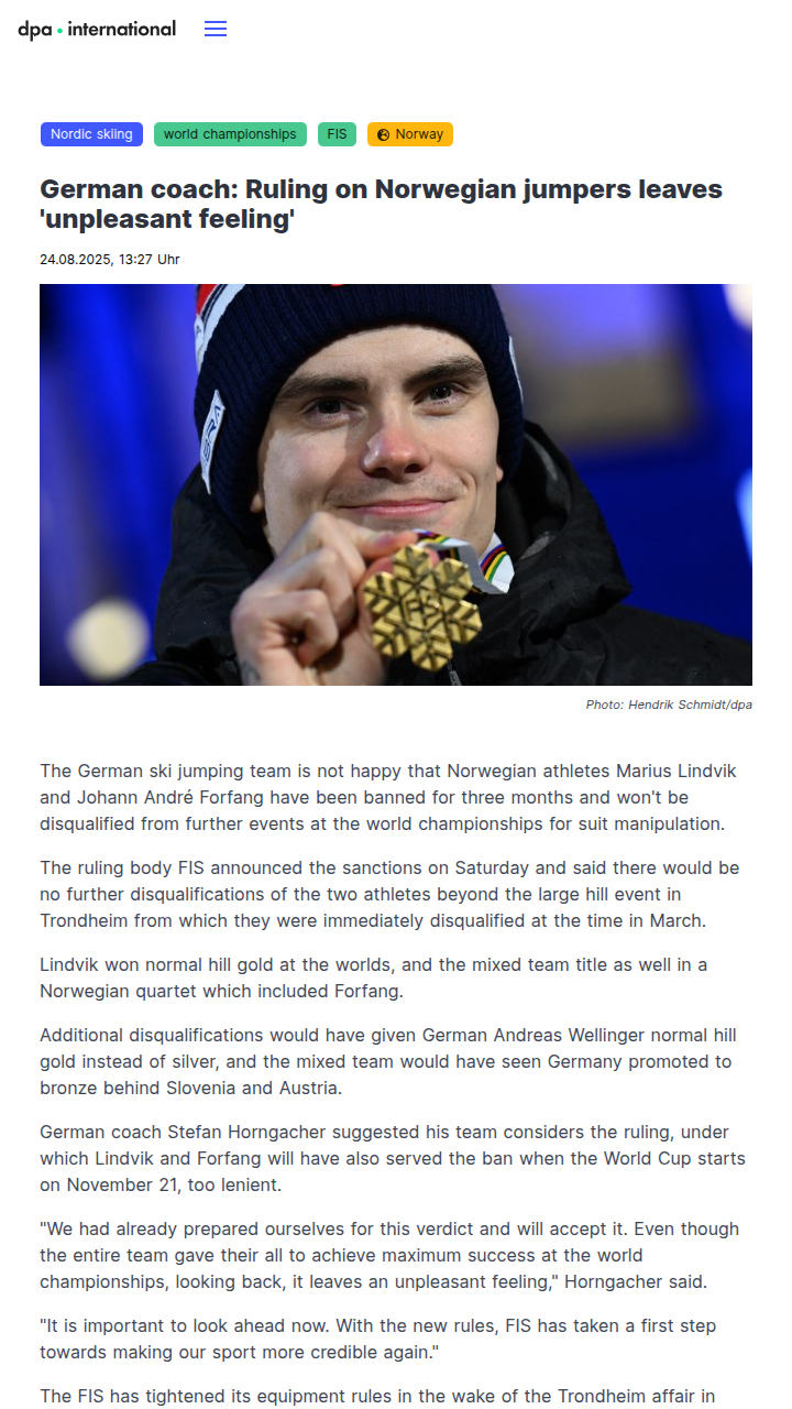 Suit Scandal Fallout: Did FIS Go Too Easy on Norway?