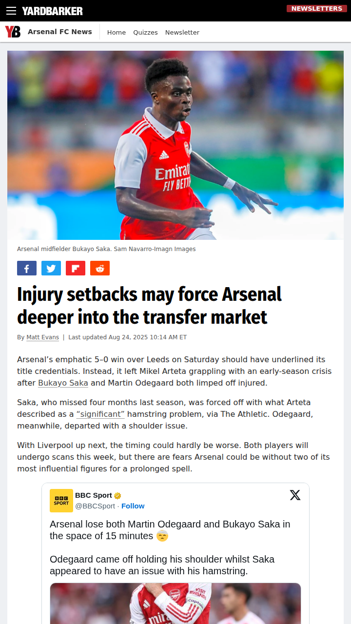 Gunners Hit by Injuries—Will Eze Be Enough?