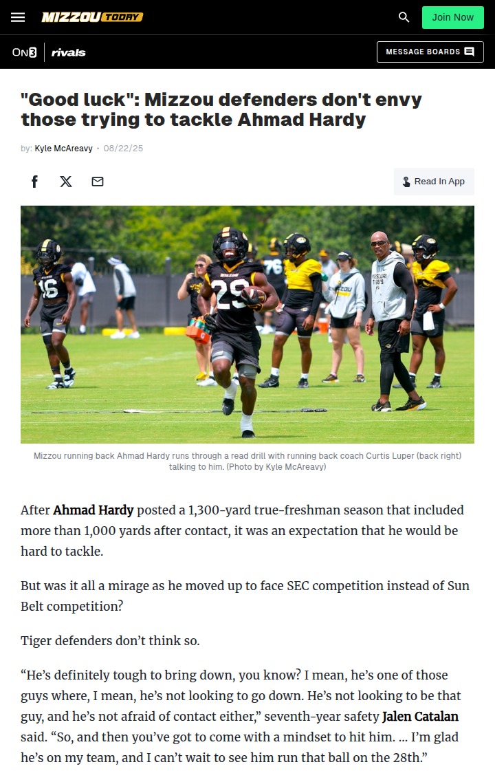 Ahmad Hardy’s unstoppable runs have Mizzou buzzing