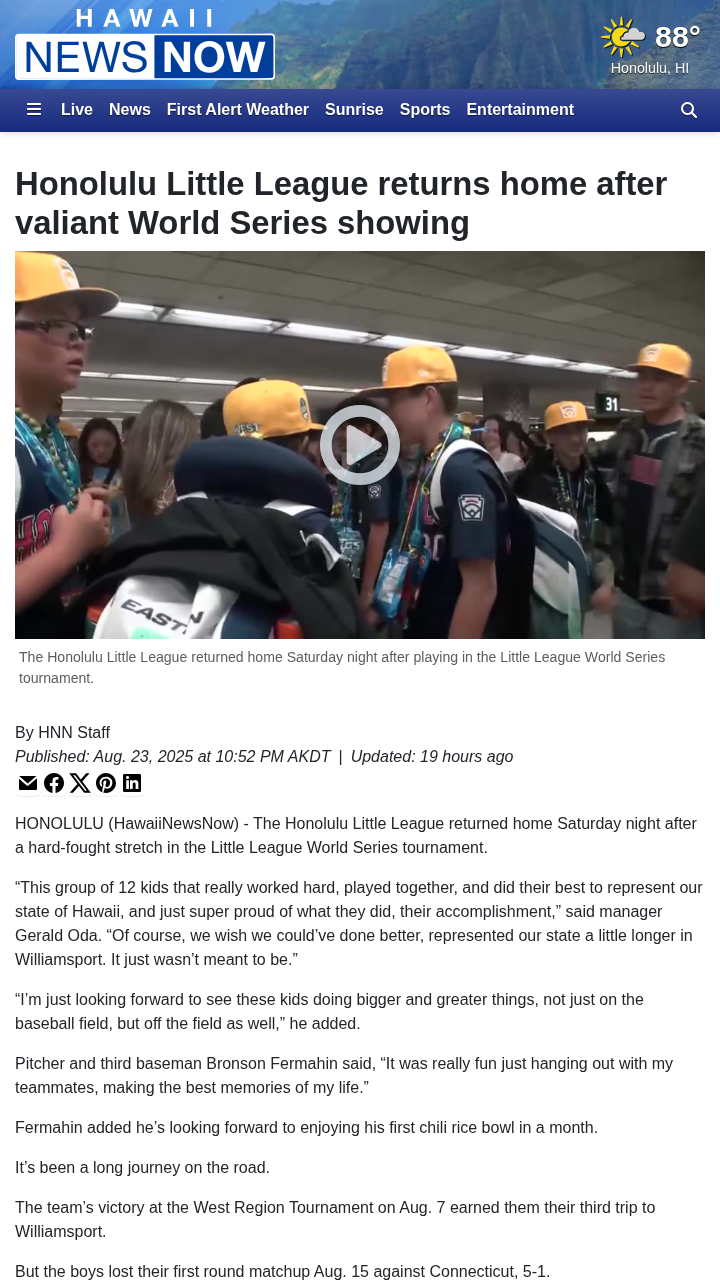 Honolulu Little League’s epic journey home