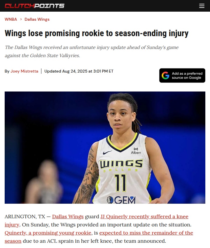 Dallas Wings face tough season after rookie’s injury