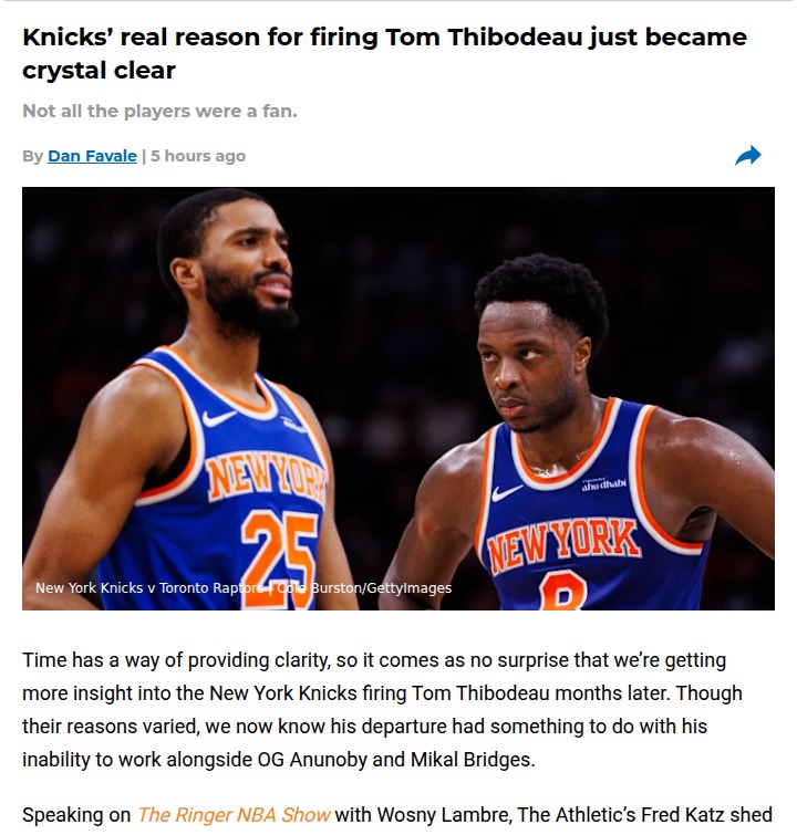 Why the Knicks really let Thibs go