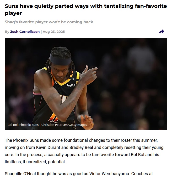 Phoenix Suns move on from Bol Bol era