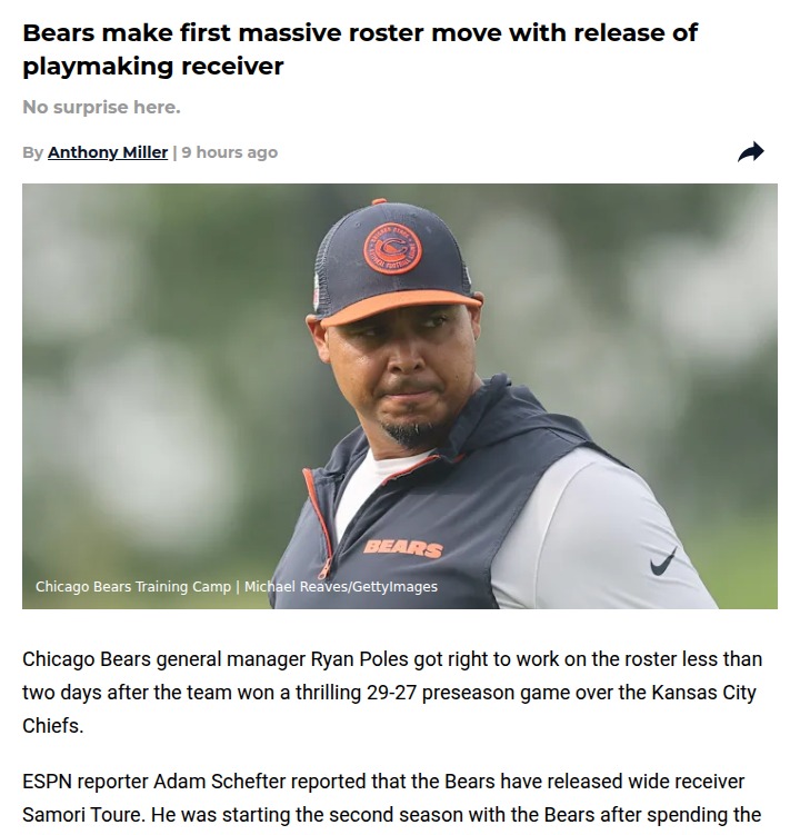 Bears shake up roster with surprise WR cut