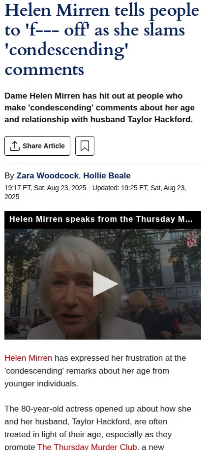 Helen Mirren Claps Back at Ageist Comments 😤