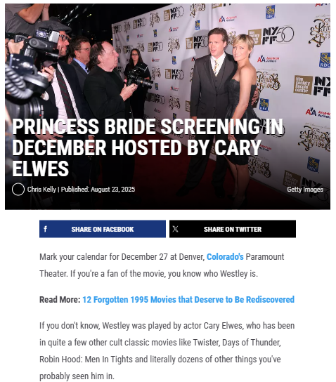 Westley hosts Princess Bride night in Denver