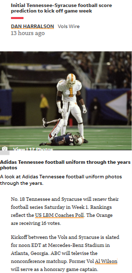 Tennessee vs. Syracuse: Season opener buzz