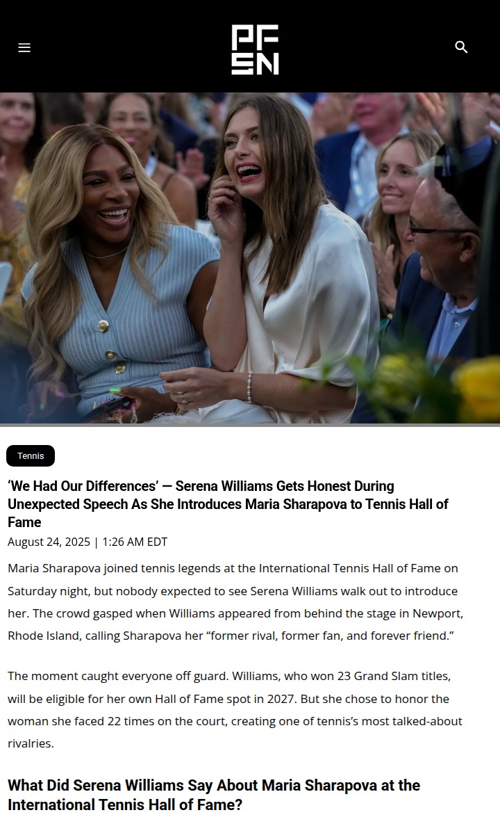 Serena Surprises by Honoring Her Fiercest Rival