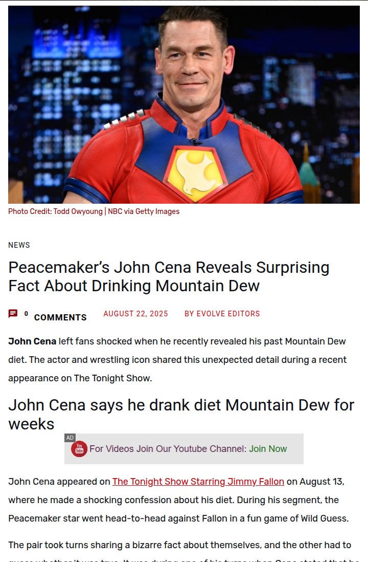 Cena’s Wild Diet: Only Mountain Dew for Weeks?
