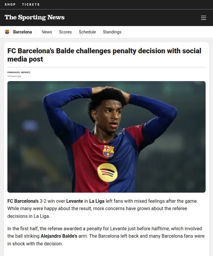 Balde Calls Out Controversial Handball Call