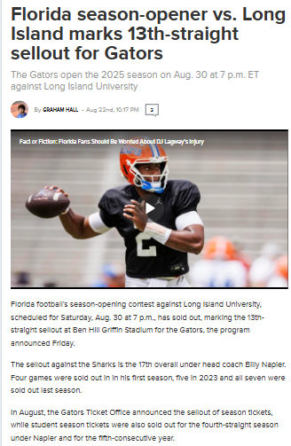 Gators hit 13th straight sellout—what’s fueling the hype?