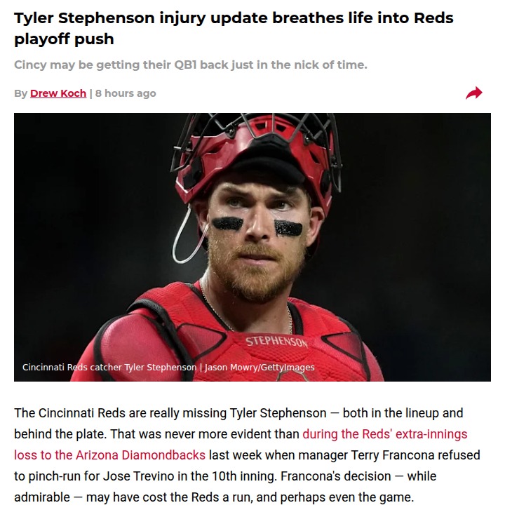 Stephenson’s quick return could spark Reds’ playoff dreams