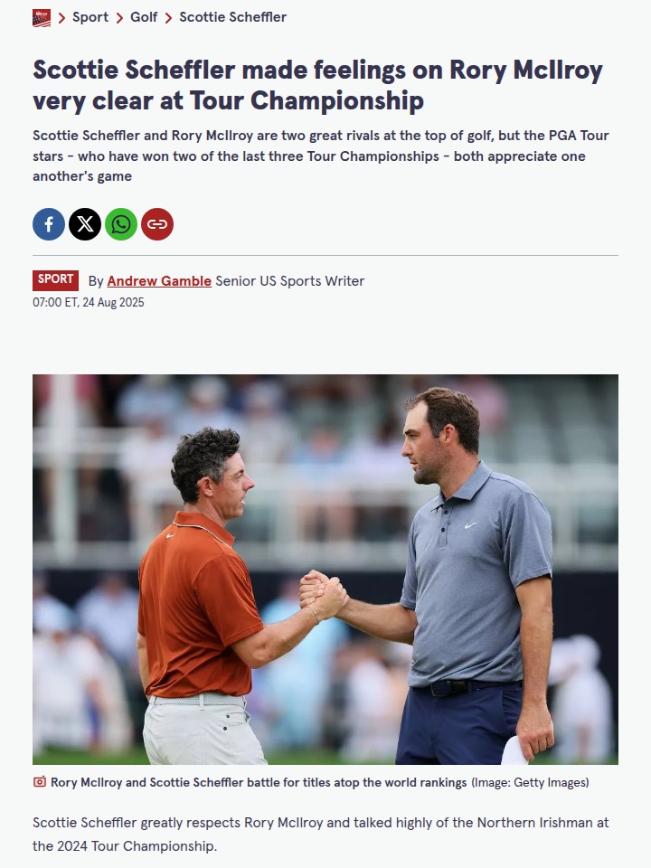 Scheffler Tips Cap to McIlroy After Tour Duel