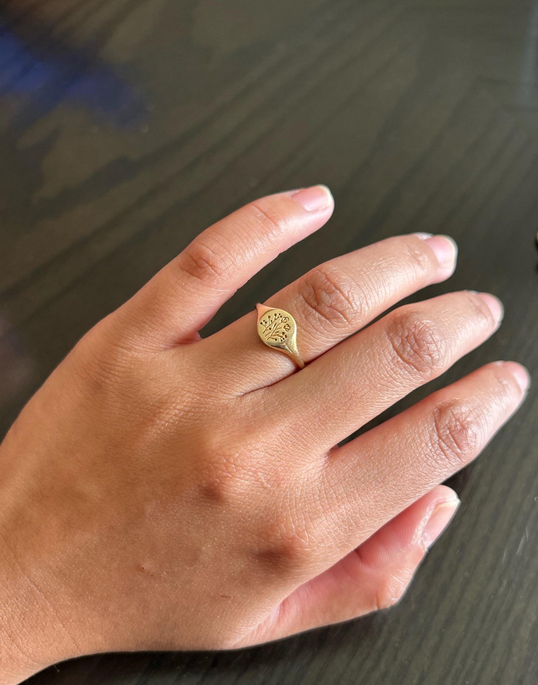 This engagement ring with a 10k gold signet, what do you think?